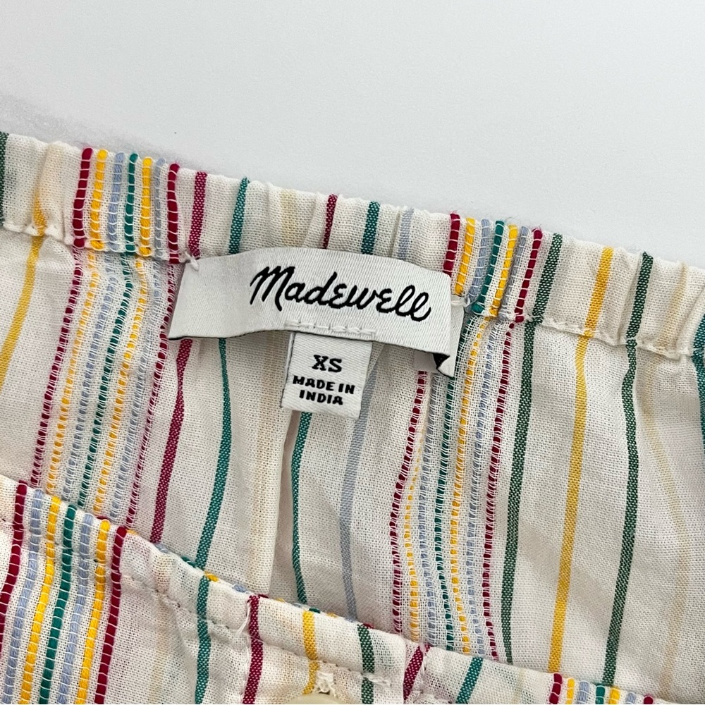 Madewell Cotton Cami w/ Textured Rainbow Stripes Button Front Blouse Size XS - Picture 9 of 11